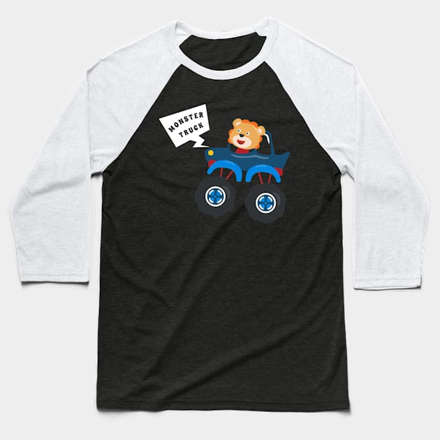 illustration of monster truck with cartoon style. Baseball T-Shirt by KIDS APPAREL